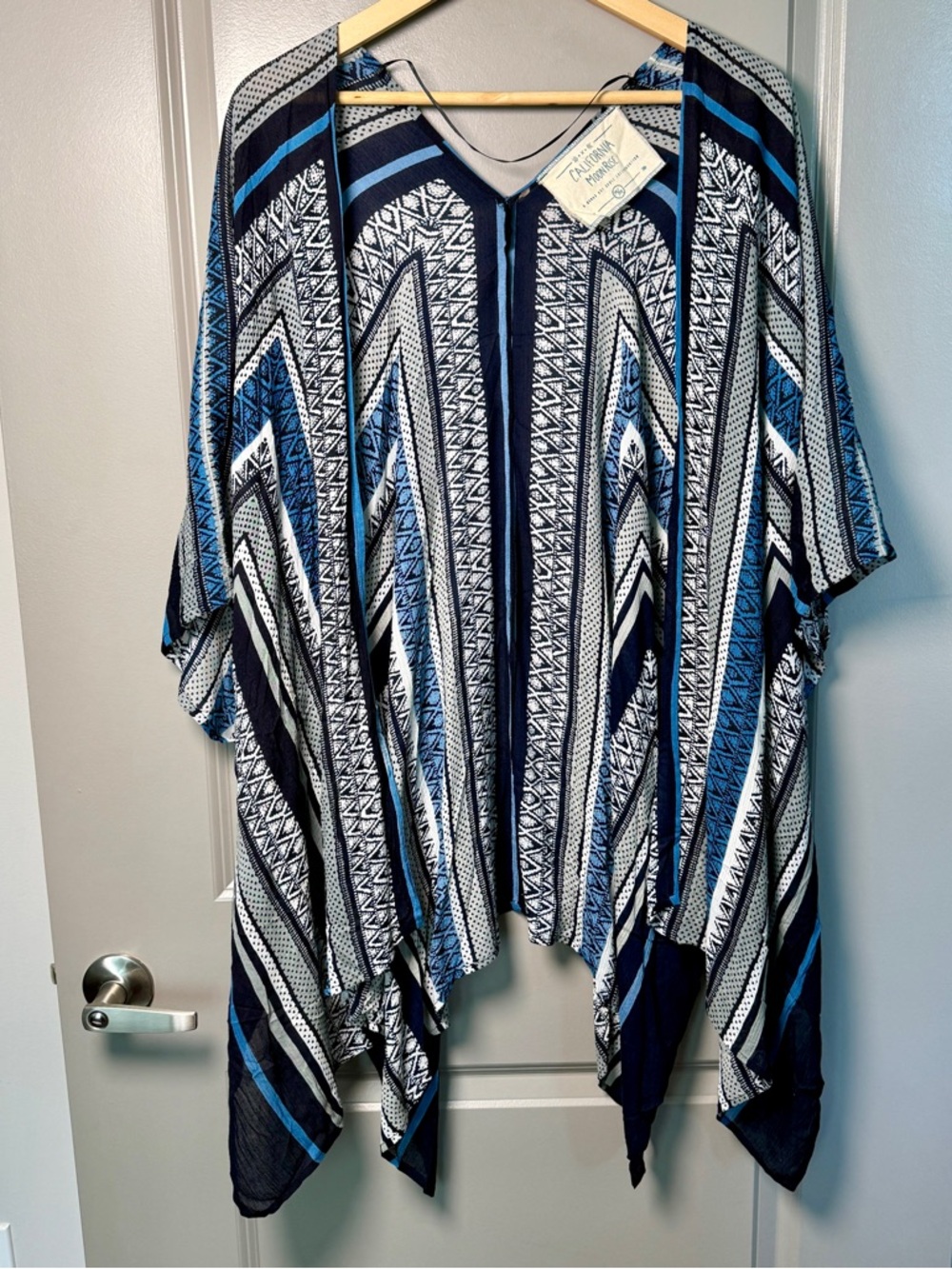 California MoonRise Kimono/Poncho | Size M | Navy Blue Tribal Print